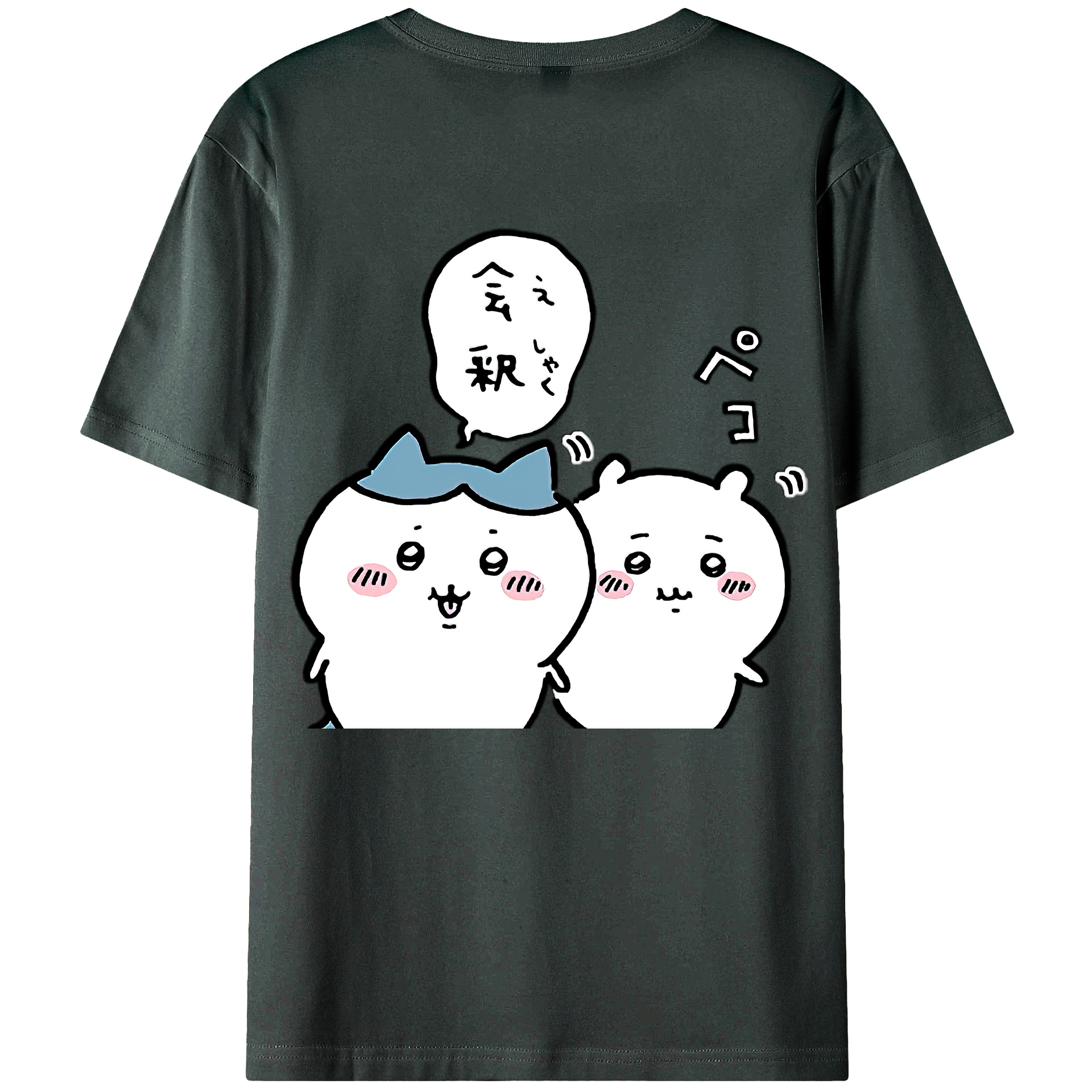 （画像用） ちいかわ ハチワレ Chii-kawa hachiware 綿100％ メンズ半袖Tシャツ（バックプリント） 通気性